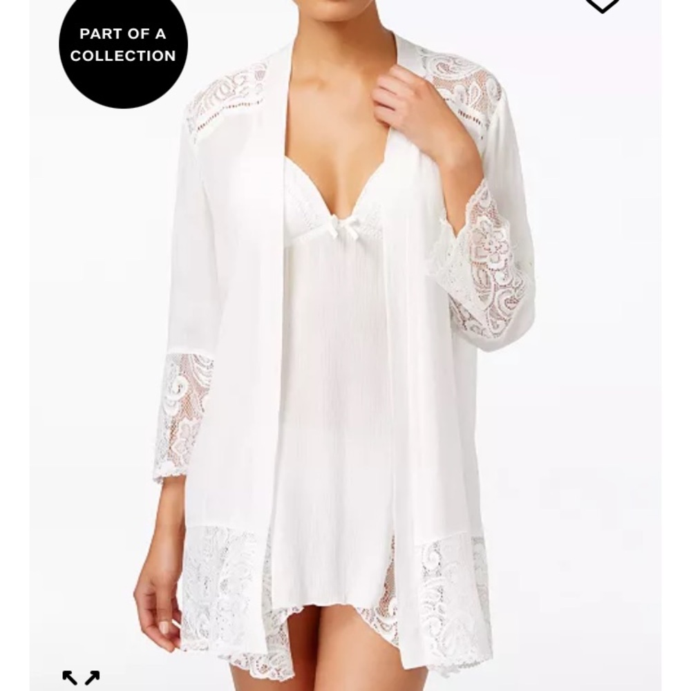 Lace-Trim Kimono Robe Lingerie - Bridal